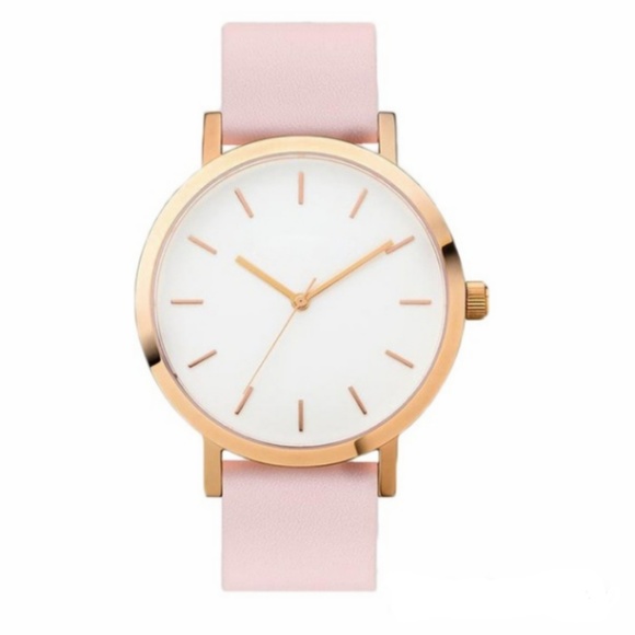NEW Pink PU Leather Quartz Watch